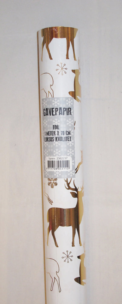 GAVEPAPIR RENSDYR GULD FOIL 1 M