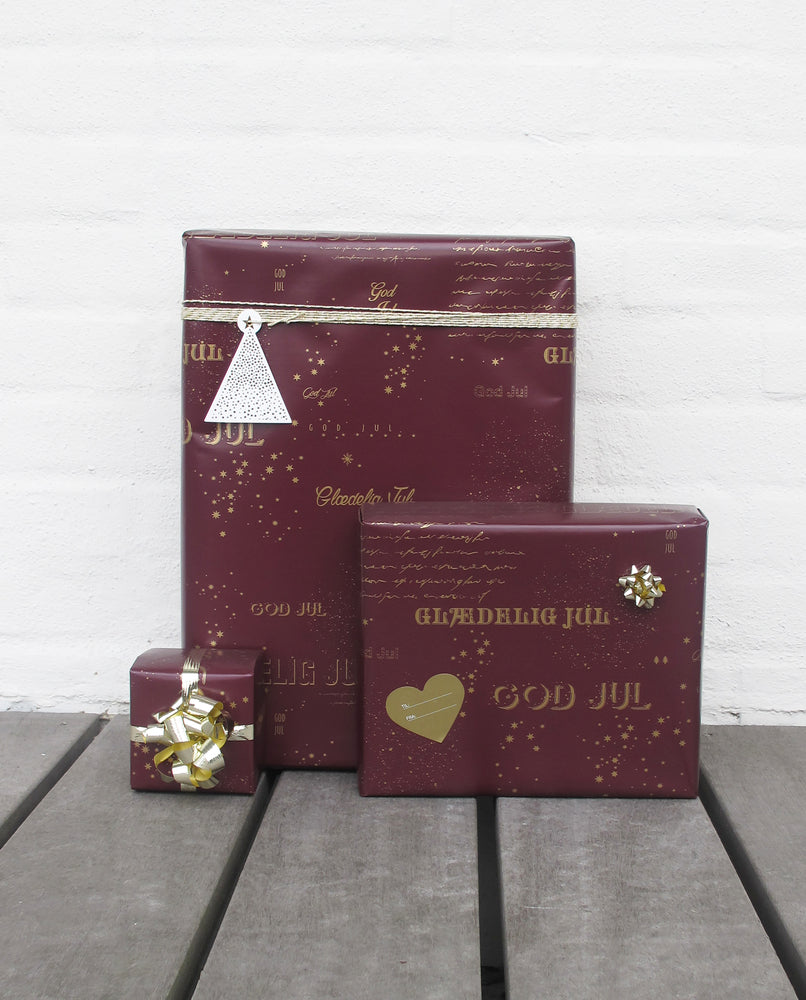 GAVEPAPIR BORDEAUX MED GULD METALLIC GOD JUL  3 M