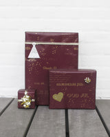 GAVEPAPIR BORDEAUX MED GULD METALLIC GOD JUL  3 M