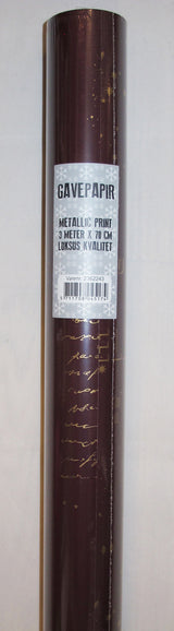 GAVEPAPIR BORDEAUX MED GULD METALLIC GOD JUL  3 M