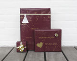 GAVEPAPIR BORDEAUX MED GULD METALLIC GOD JUL  3 M