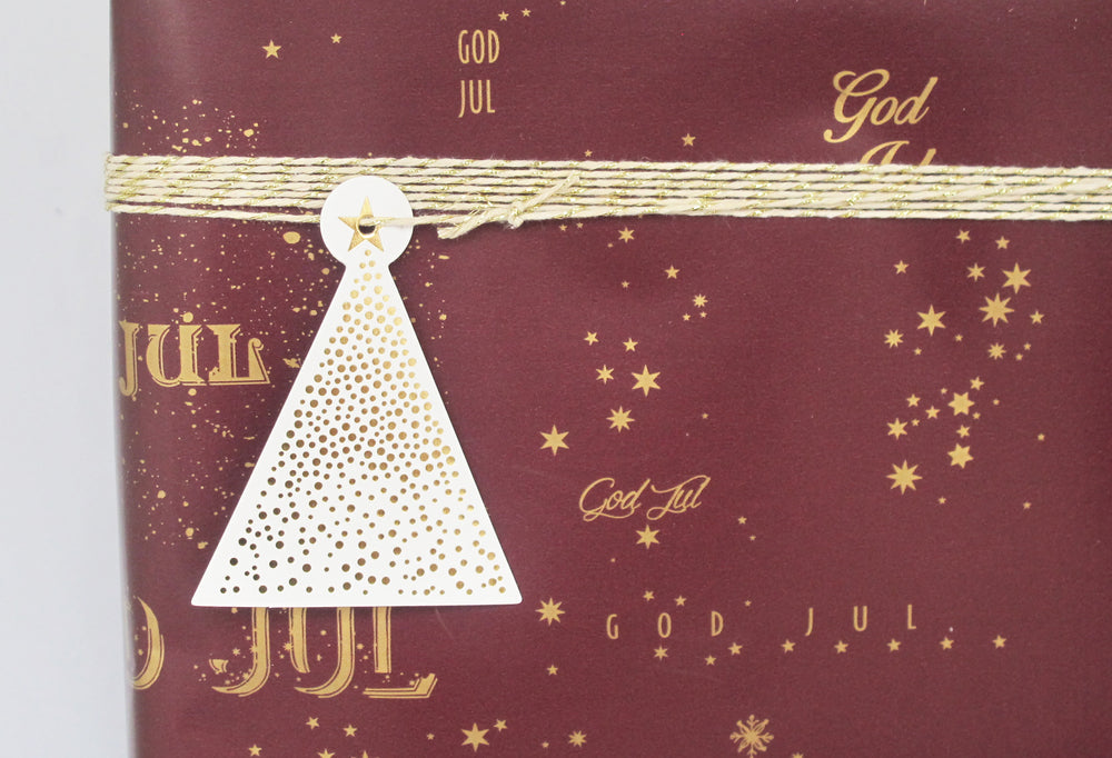 GAVEPAPIR BORDEAUX MED GULD METALLIC GOD JUL  3 M