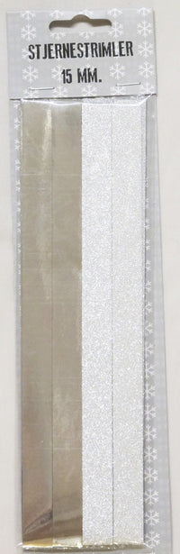 STJERNESTRIMLER GLITTER SØLV 15 MM 24 STK