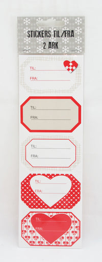 STICKERS TIL/FRA RØD HJERTER/JULEMAND RAMME 2 ARK