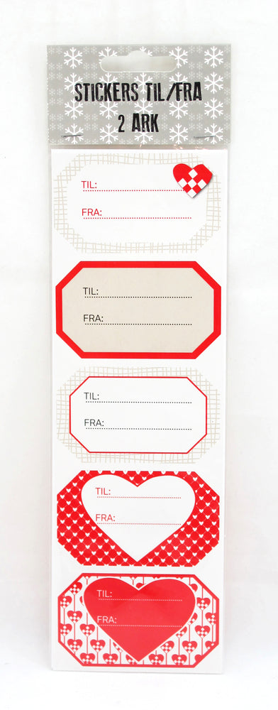 STICKERS TIL/FRA RØD HJERTER/JULEMAND RAMME 2 ARK