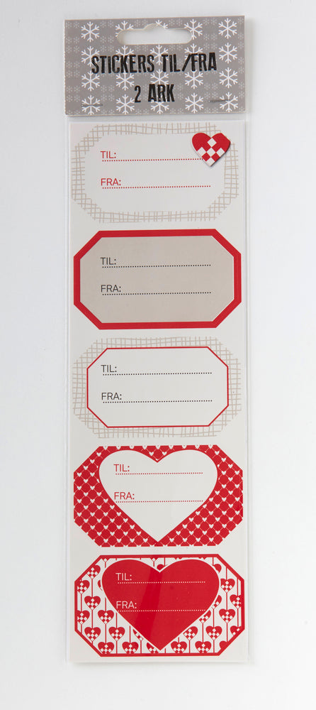 STICKERS TIL/FRA RØD HJERTER/JULEMAND RAMME 2 ARK