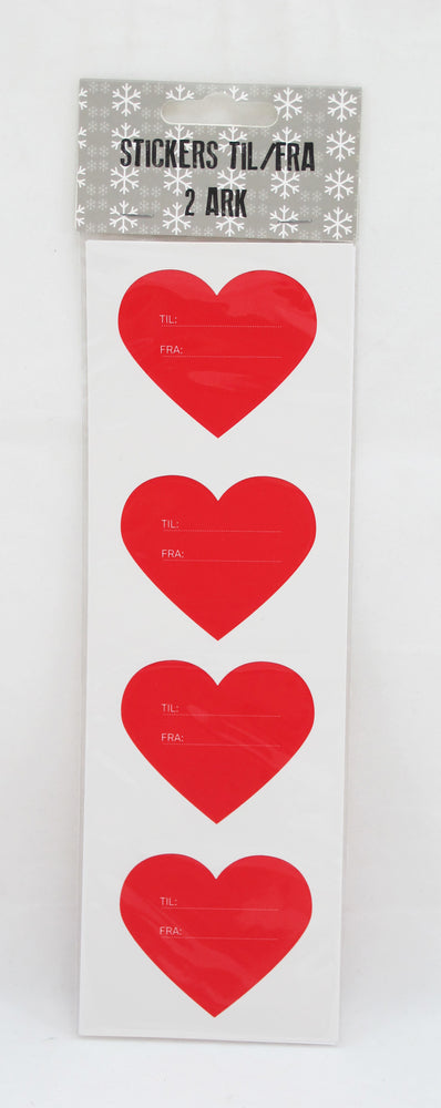 STICKERS TIL/FRA RØDE HJERTER 2 ARK