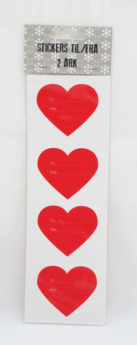 STICKERS TIL/FRA RØDE HJERTER 2 ARK