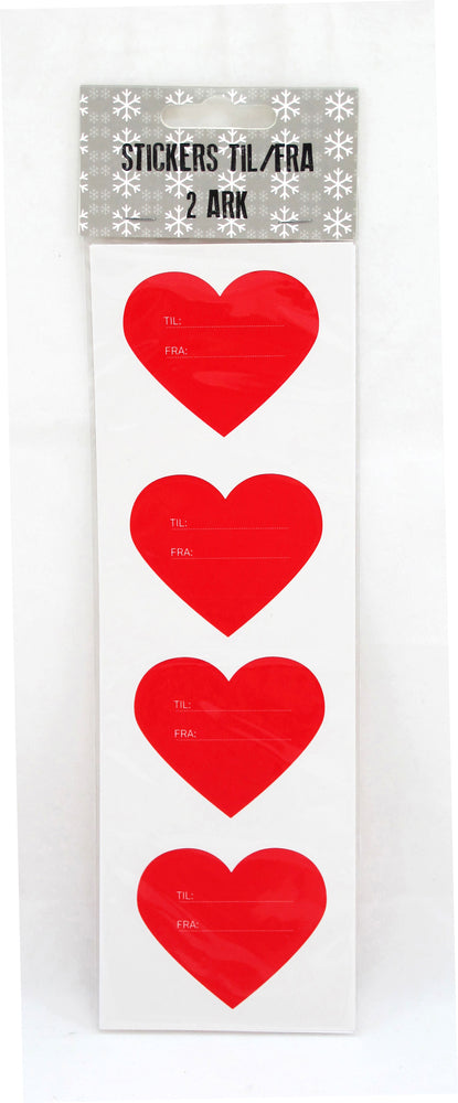 STICKERS TIL/FRA RØDE HJERTER 2 ARK