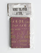KORT TIL/FRA DOBBELT GOD JUL BORDEAUX M/GULD 4 STK