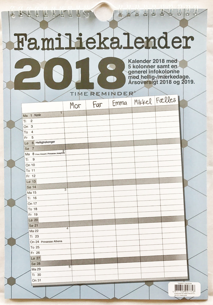 FAMILIEKALENDER 2018 A4 GRAFISK