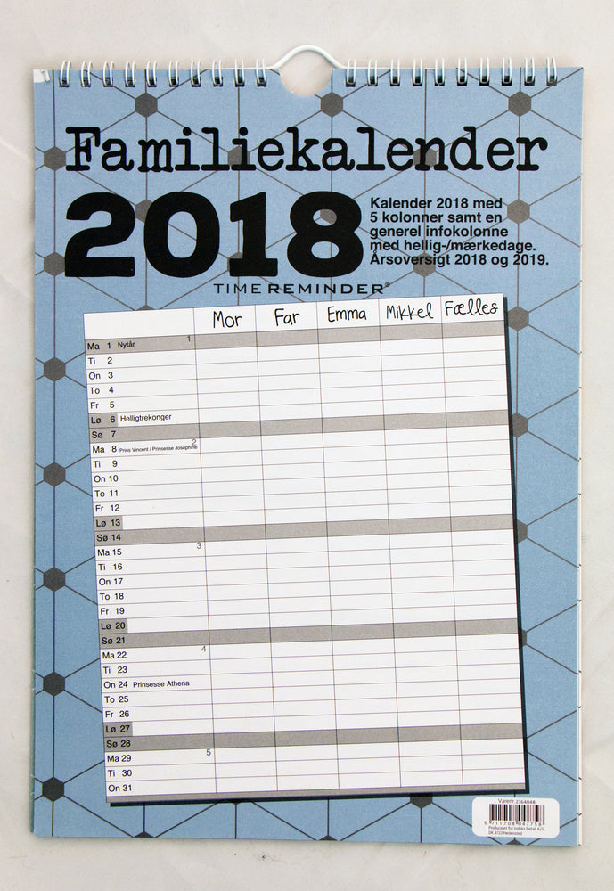 FAMILIEKALENDER 2018 A4 GRAFISK
