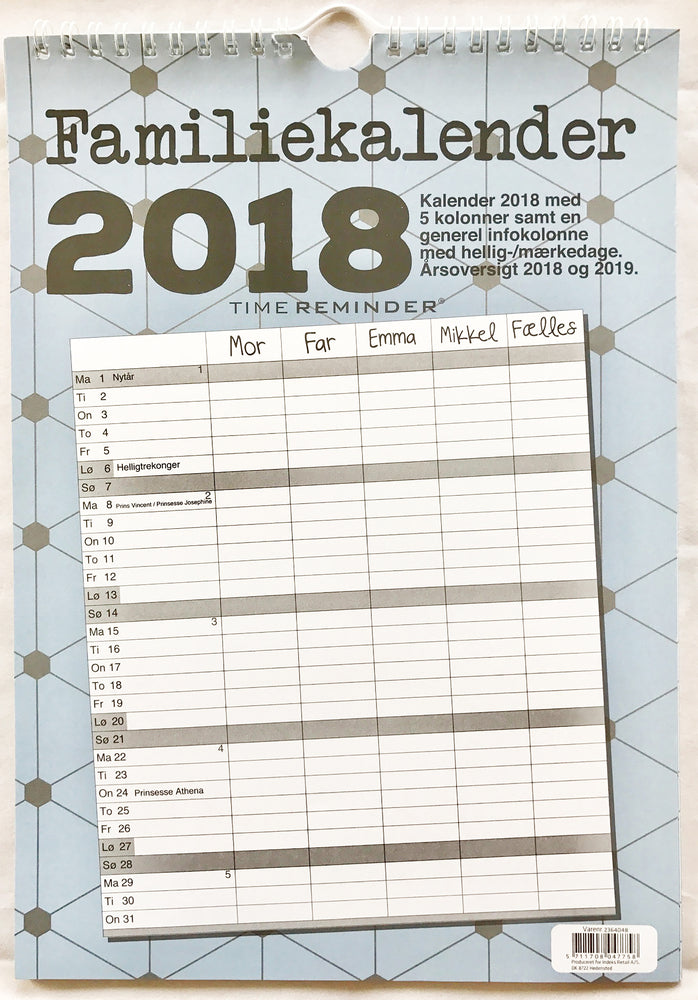 FAMILIEKALENDER 2018 A3 GRAFISK