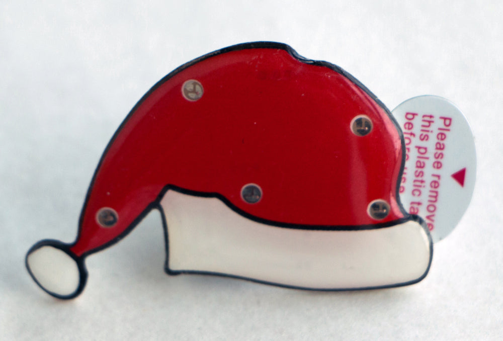 BROCHE FLASHING PIN JULEMAND OG NISSEHUE MED BLINK