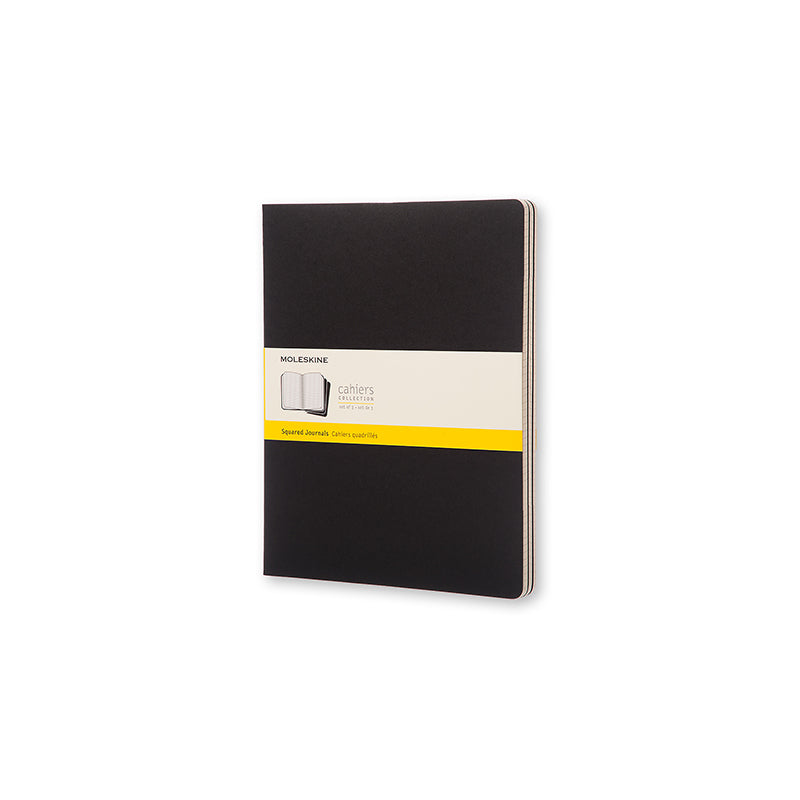 Notesbog Moleskine xxl cahiers sort 3 stk m/120 kvadrerede