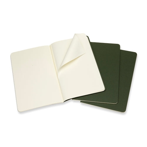 Notesbog Moleskine l cahiers grøn 3 stk m/80 blanke ark