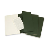 Notesbog Moleskine l cahiers grøn 3 stk m/80 blanke ark