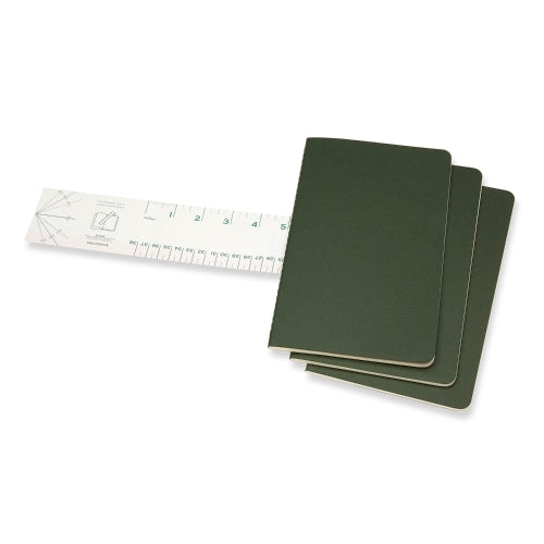 Notesbog Moleskine l cahiers grøn 3 stk m/80 linjerede ark