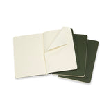 Notesbog Moleskine pocket cahiers grøn 3 stk m/64 blanke ark