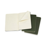 Notesbog Moleskine pocket cahiers grøn 3 stk m/64 linjerede