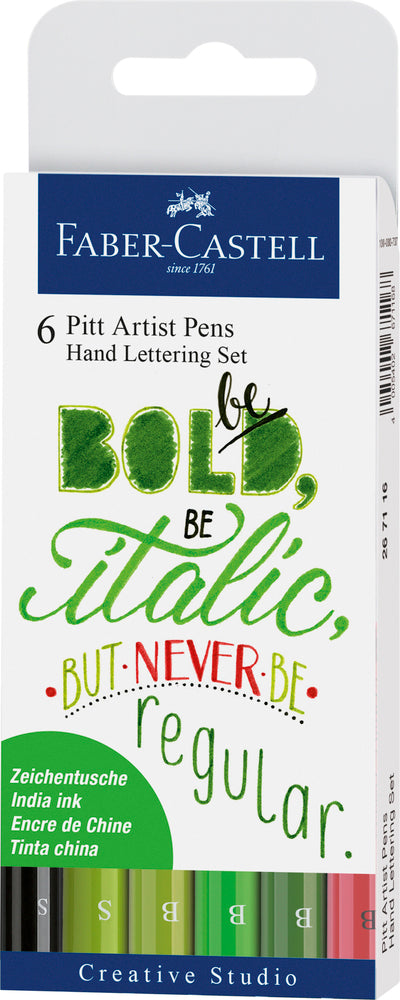 Handlettering sæt Faber-Castell grønne 6 penne