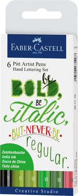 Handlettering sæt Faber-Castell grønne 6 penne