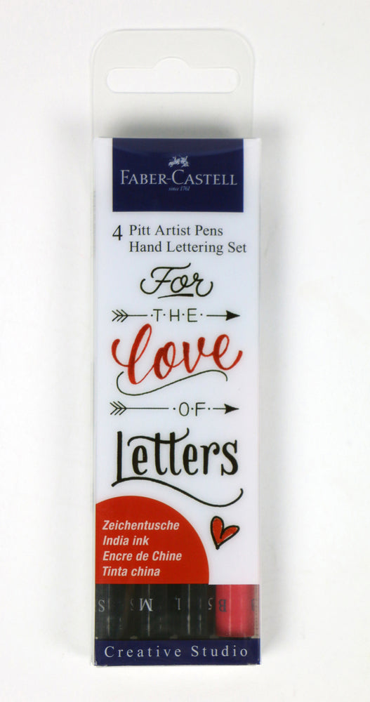 Handlettering sæt Faber-Castell sort 4 penne