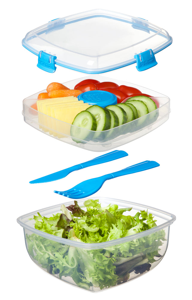 Salat boks med indsats blå 1,1 L