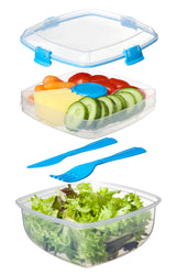 Salat boks med indsats blå 1,1 L