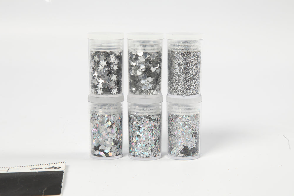 Glitter og pailletter 6x5g sølv