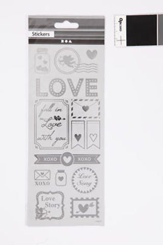 STICKERS SØLV LOVE 1ARK 14STK