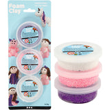FOAM CLAY HVID, LILLA, PINK 3X14G