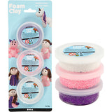 FOAM CLAY HVID, LILLA, PINK 3X14G