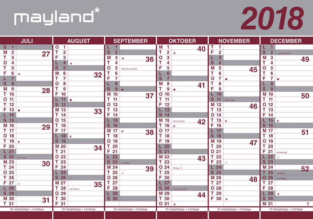 KÆMPEKALENDER MAY. 18/19 2X6 MDR. PAPIR