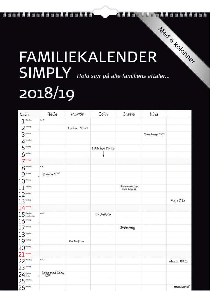 SKOLEÅRSKALENDER MAY. 18/19 FAMILIE SIMPLY