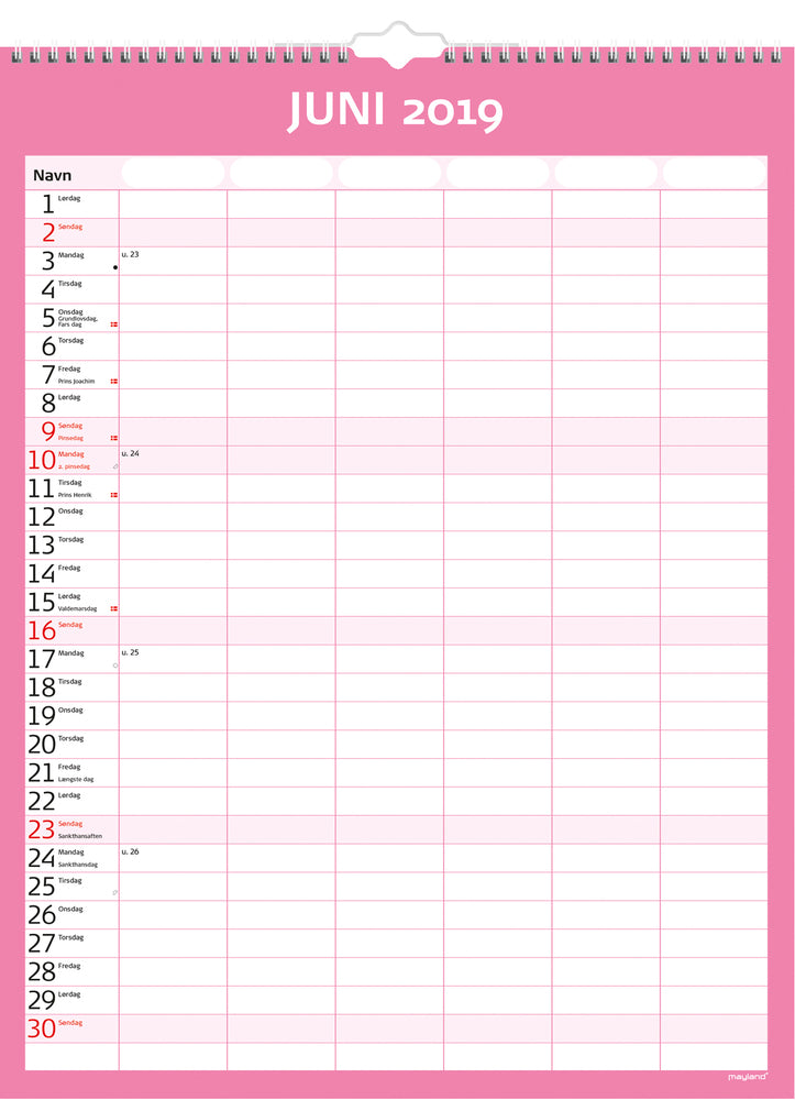 SKOLEÅRSKALENDER MAY. 18/19 FAMILIE SIMPLY