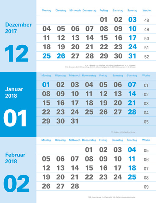 3-Monatsplaner neutral 2018