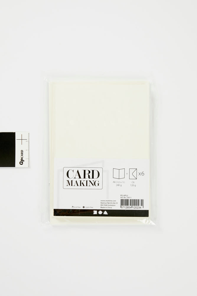 KORT OG KUVERTER KORT 10,5X15 CM RÅHVID 6SÆT