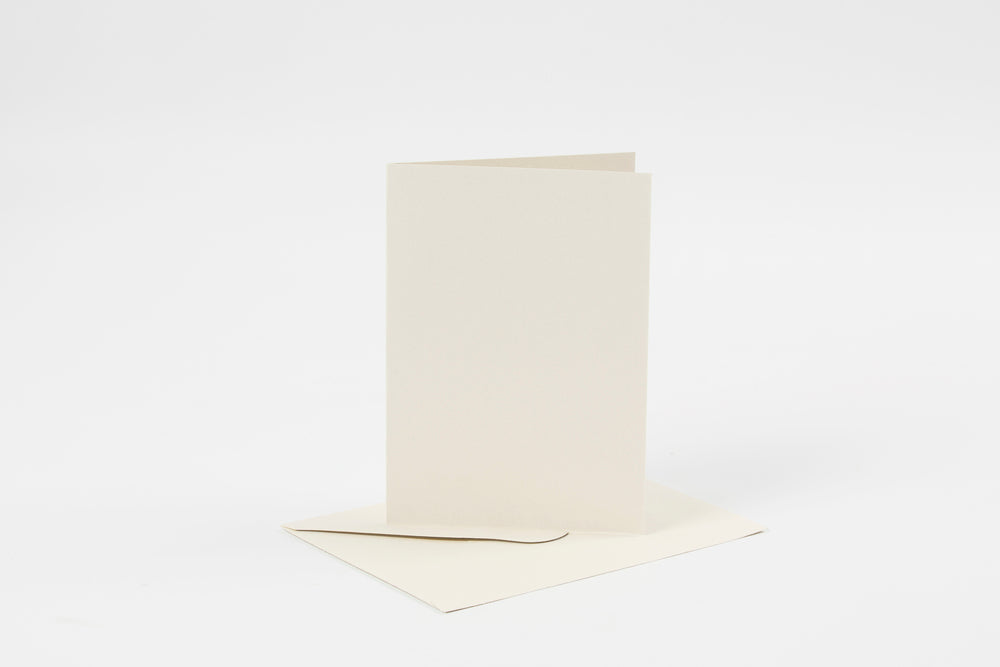 KORT OG KUVERTER KORT 10,5X15 CM RÅHVID 6SÆT
