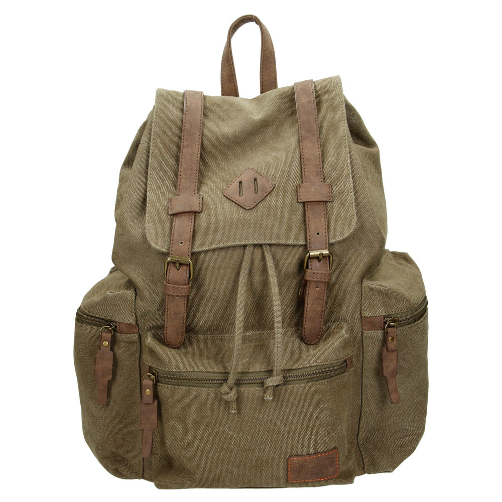 Rygsæk canvas m/pu khaki heritage