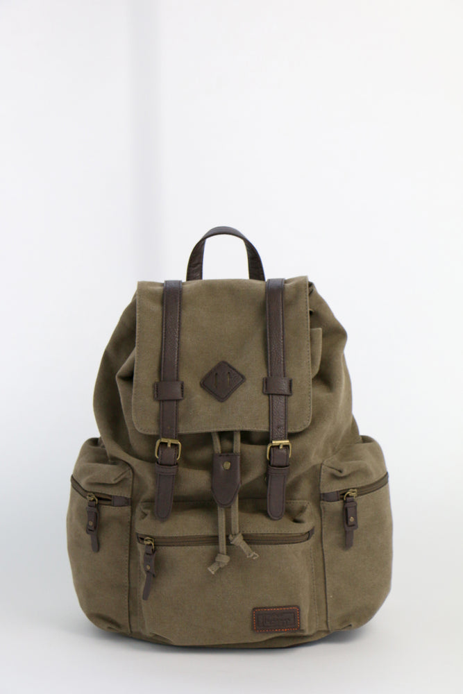 Rygsæk canvas m/pu khaki heritage