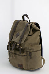 Rygsæk canvas m/pu khaki heritage