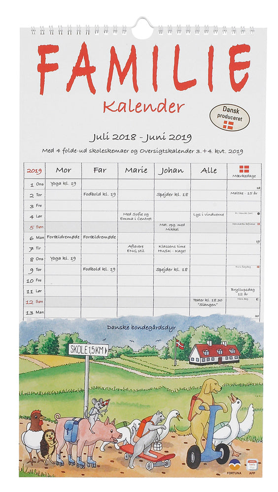 FAMILIEKALENDER DYR 2018/19 5-PERS.