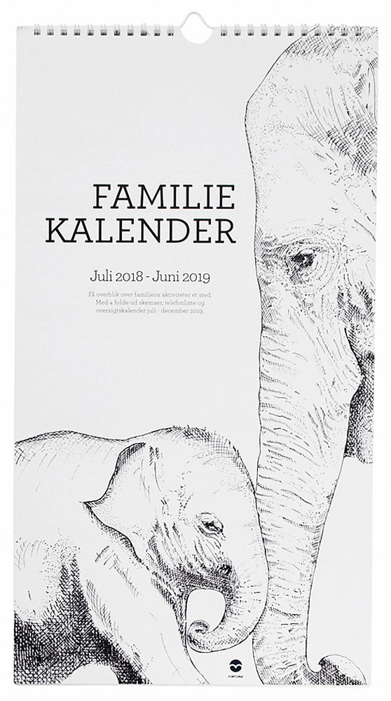 FAMILIEKALENDER WILD 2018/19 SORT/HVID 5-PERS.