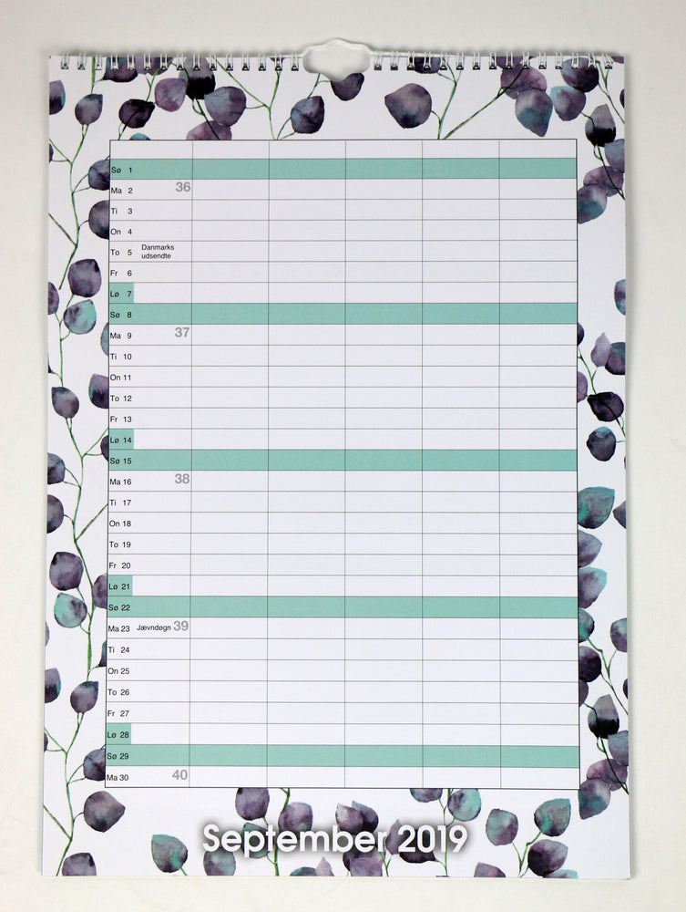 FAMILIEKALENDER 2019 A3 GRAFISK/BLOMST