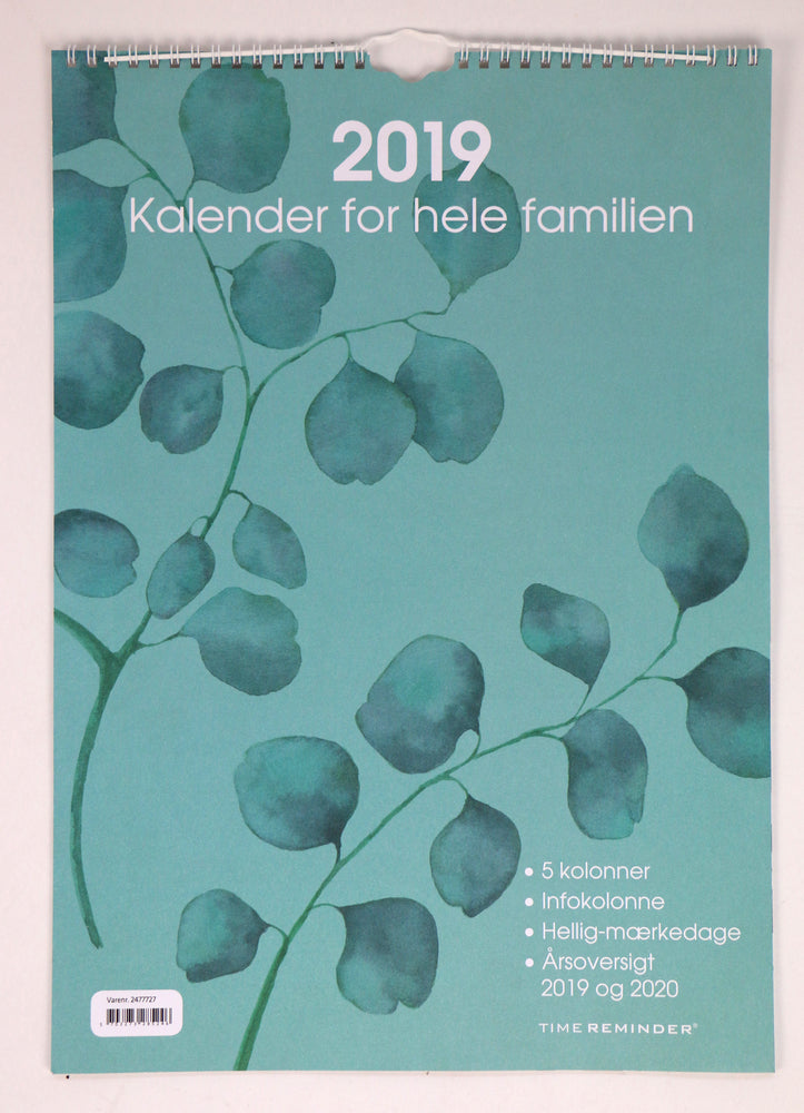 FAMILIEKALENDER 2019 A3 GRAFISK/BLOMST