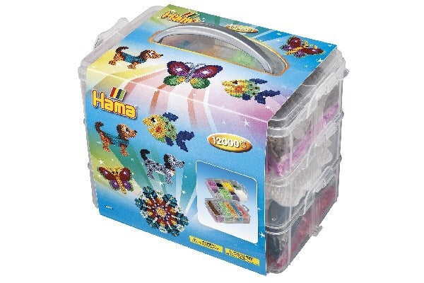 D1 Hama opbevaringsboks stor, 12.000 perler+3 plader
