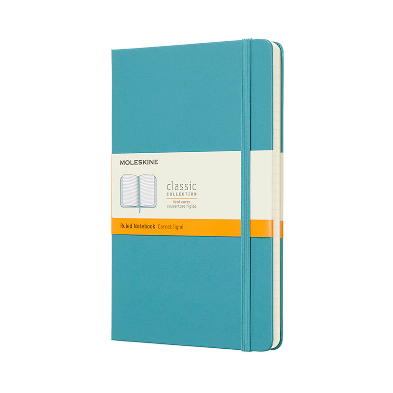 Notesbog Moleskine large lysblå m/240 linjerede ark hard