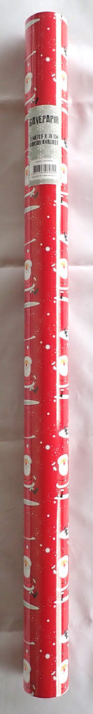 GAVEPAPIR RØD JULEMAND/SNEVEJR 3 M X 70 CM