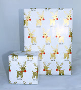 GAVEPAPIR HVID RENSDYR/GOD JUL GULD METALLIC 3 M X 70 CM